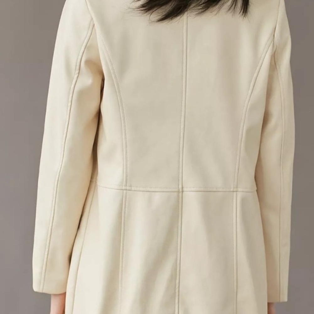 UO Vegan Leather Trench NWT Women’s XXL Ivory Tessa Neutral Longline Coat - Picture 15 of 17